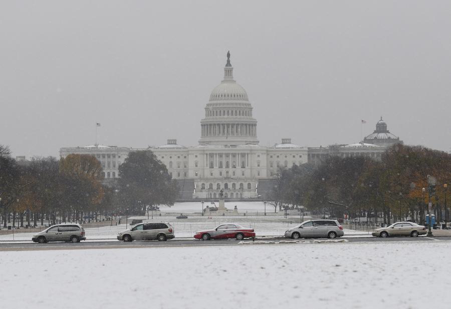美国华盛顿迎来今年首场降雪